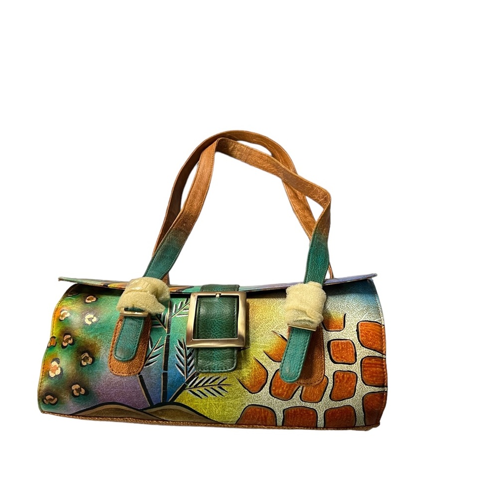 Greca Genuine Leather Purse Hand painted
